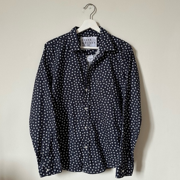 Frank & Eileen Barry  Brushed Cotton Button Up In Navy Stars Size L - Picture 2 of 10